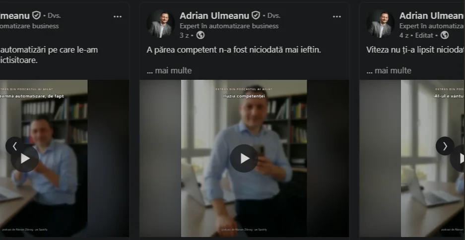 Serie de postări LinkedIn făcută dintr-un podcast